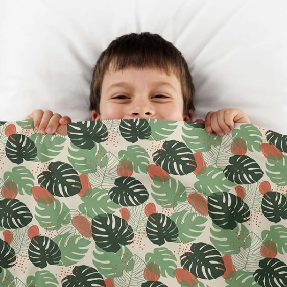 Manta terapéutica original - Funda de algodón Monstera clara