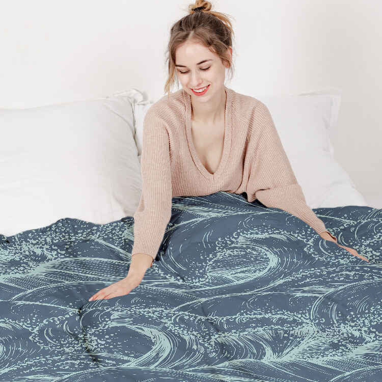 Manta terapéutica original - Funda de algodón Olas en el mar