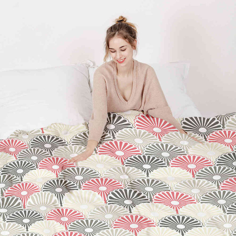 Juego de ropa de cama con mantas terapéuticas y flores abstractas coloridas