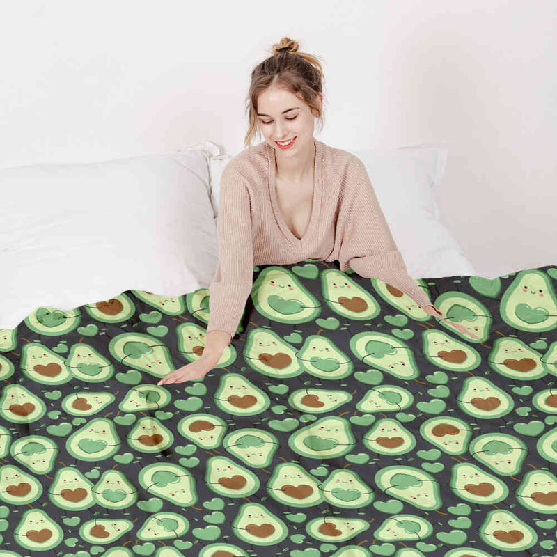 Set de ropa de cama con mantas terapéuticas Aguacates verdes