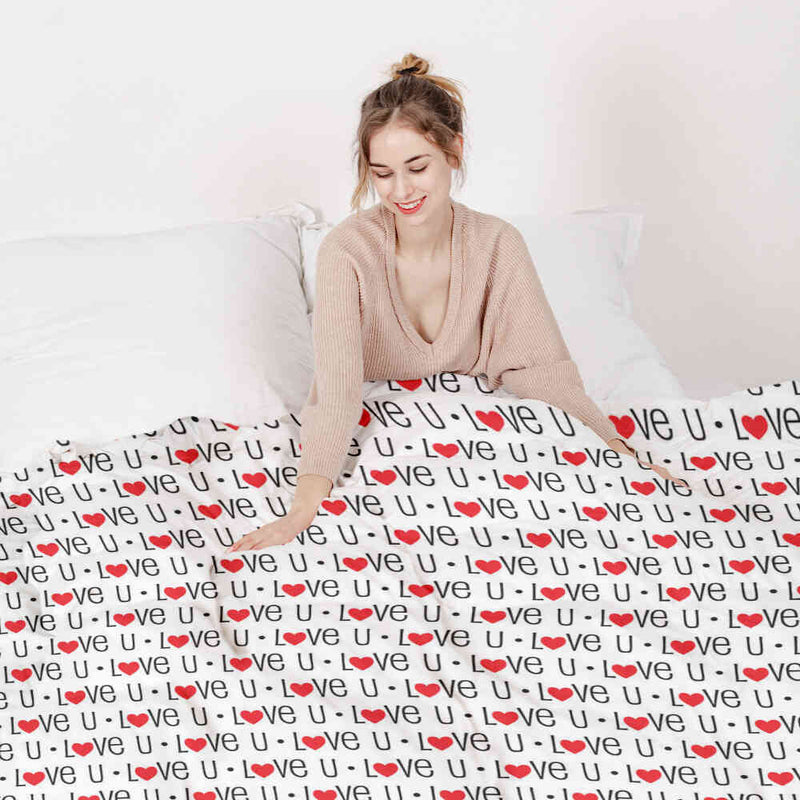 Manta terapéutica original - Funda de algodón blanca Love U