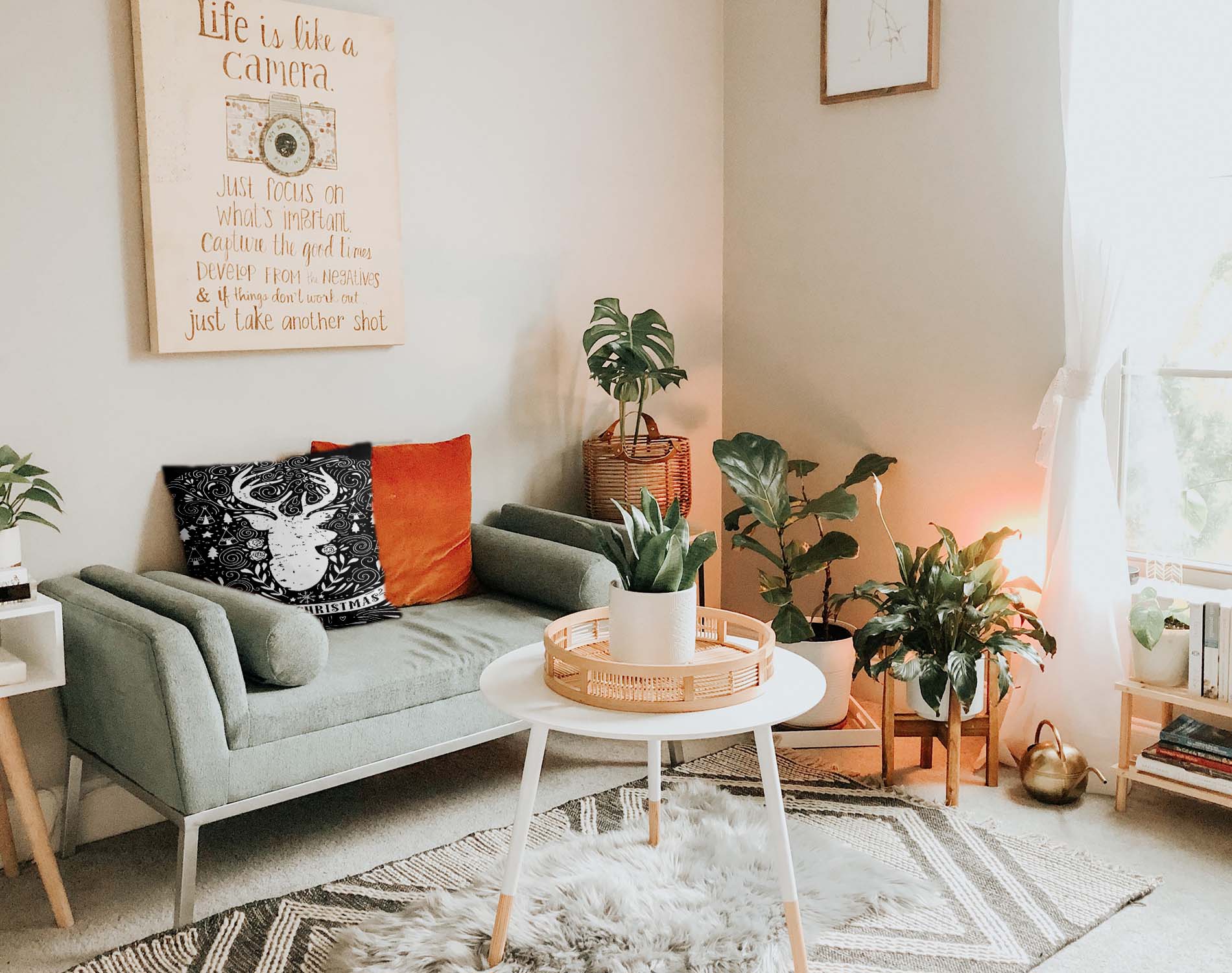 Almohada de salud negra Feliz Navidad