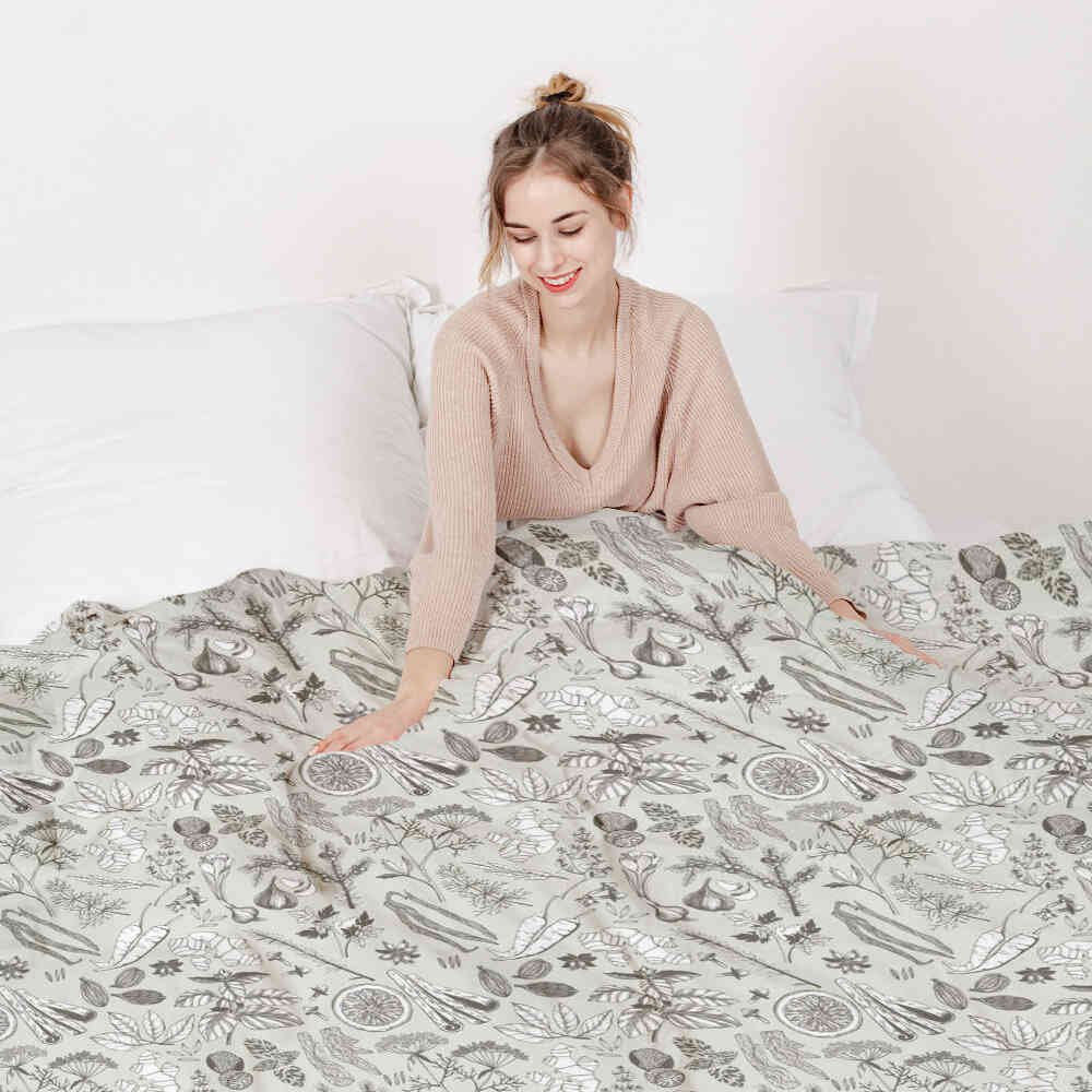 Set de ropa de cama y mantas terapéuticas gris especia