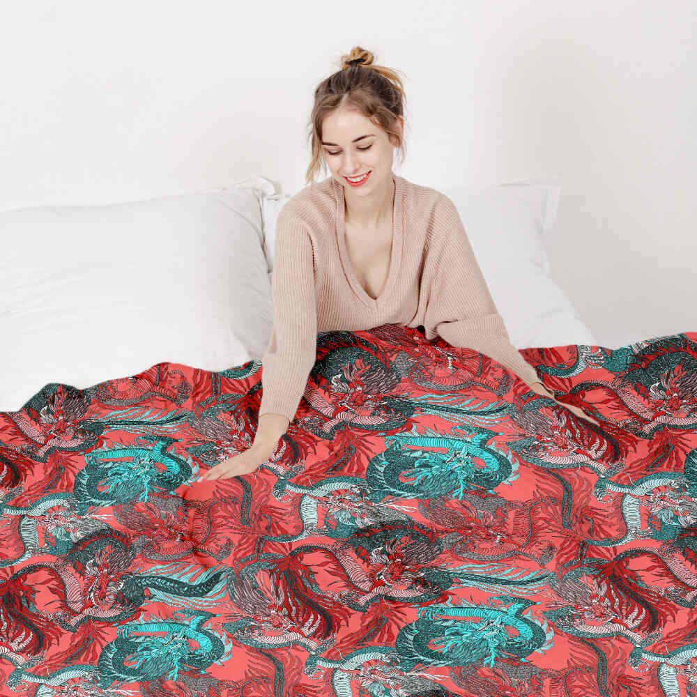 Set de ropa de cama con manta terapéutica abstracta roja