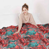 Juego de ropa de cama con manta terapéutica abstracta roja