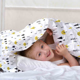 Set de ropa de cama con mantas terapéuticas y árboles amarillos