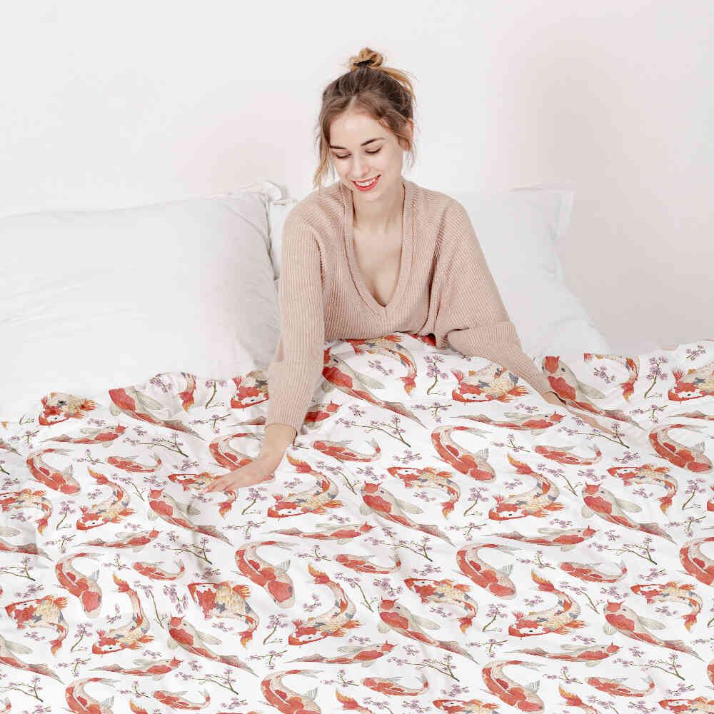 Set de ropa de cama con manta terapéutica Karpfen naranja