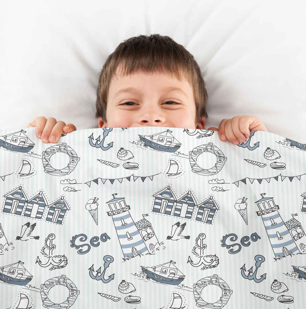 Juego de ropa de cama con manta terapéutica navegación marítima