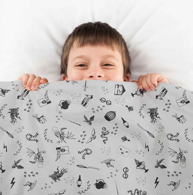 Juego de ropa de cama con manta terapéutica gris magia