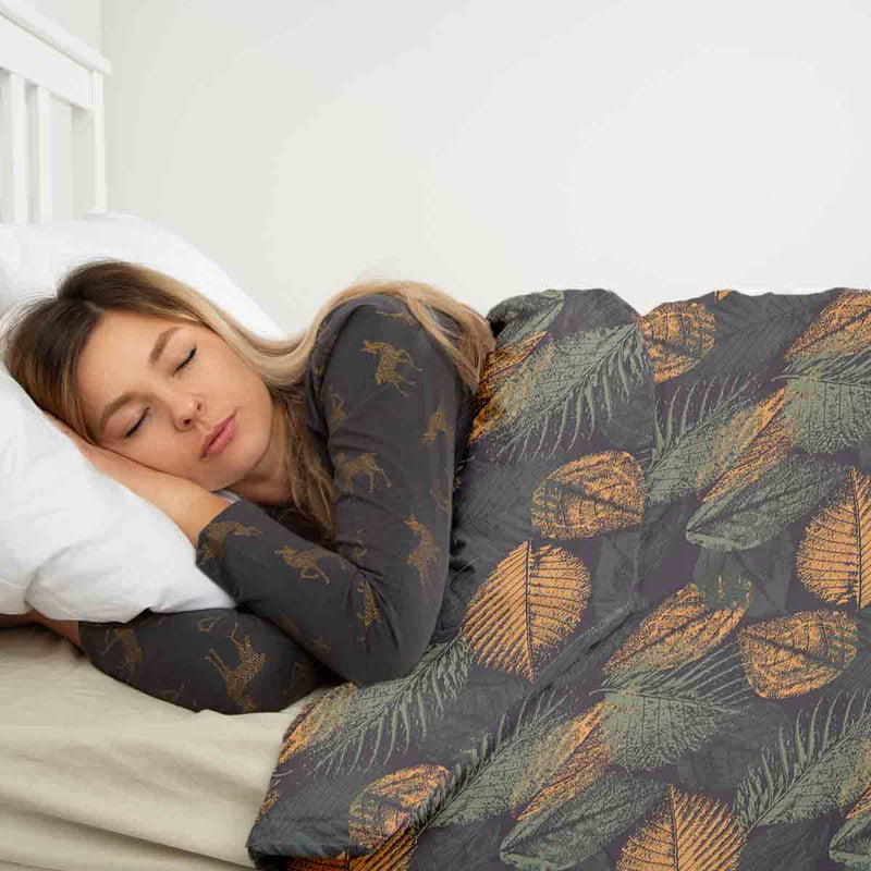 Juego de ropa de cama con manta terapéutica motivo de hoja otoñal