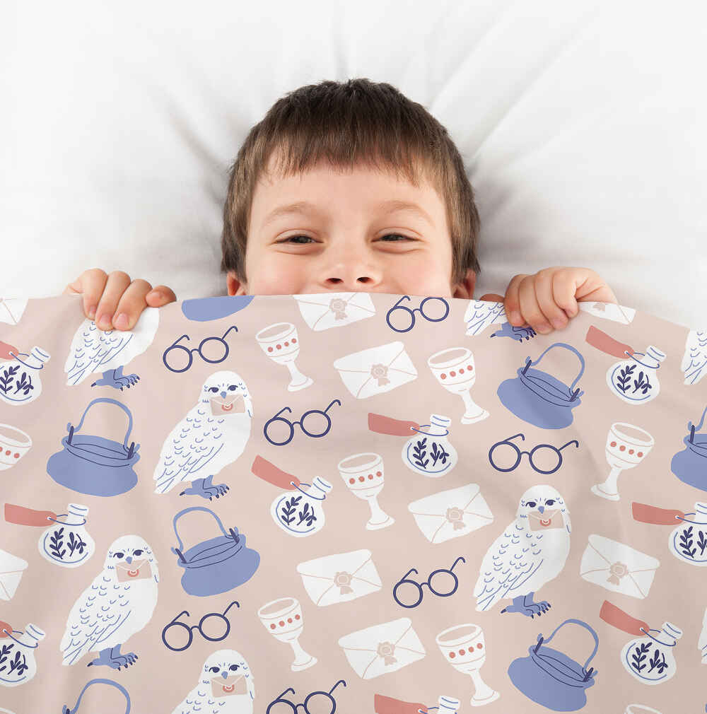 Juego de ropa de cama con manta terapéutica y búho de Harry