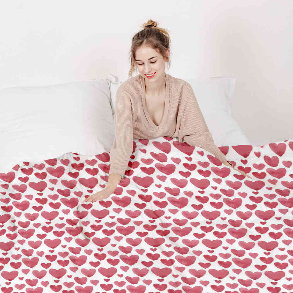 Juego de ropa de cama con mantas terapéuticas Corazones rojos