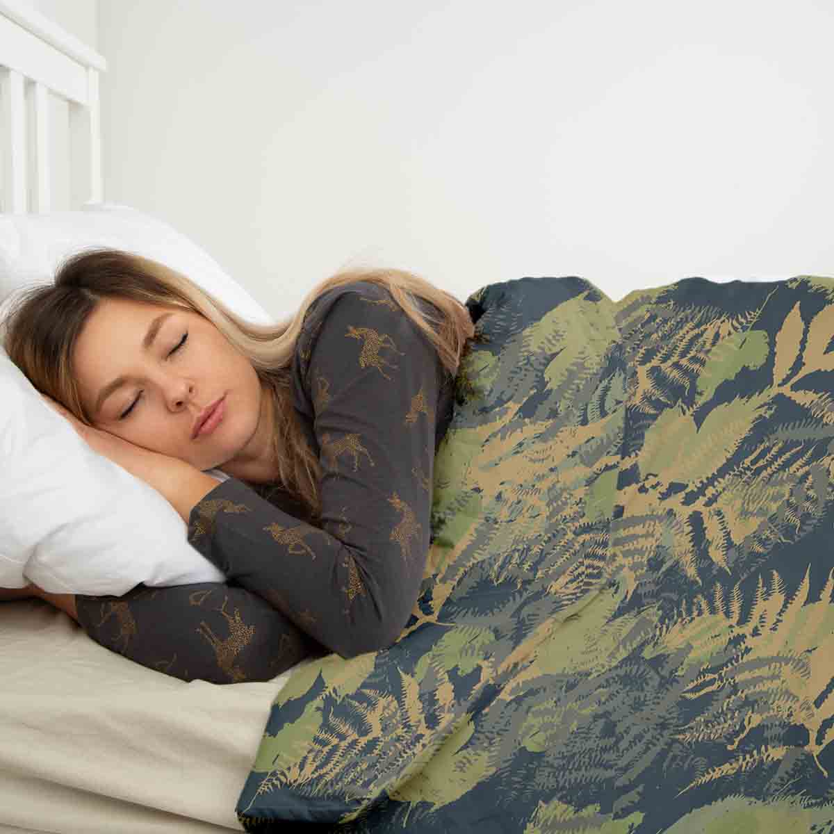 Set de ropa de cama con manta terapéutica bosque