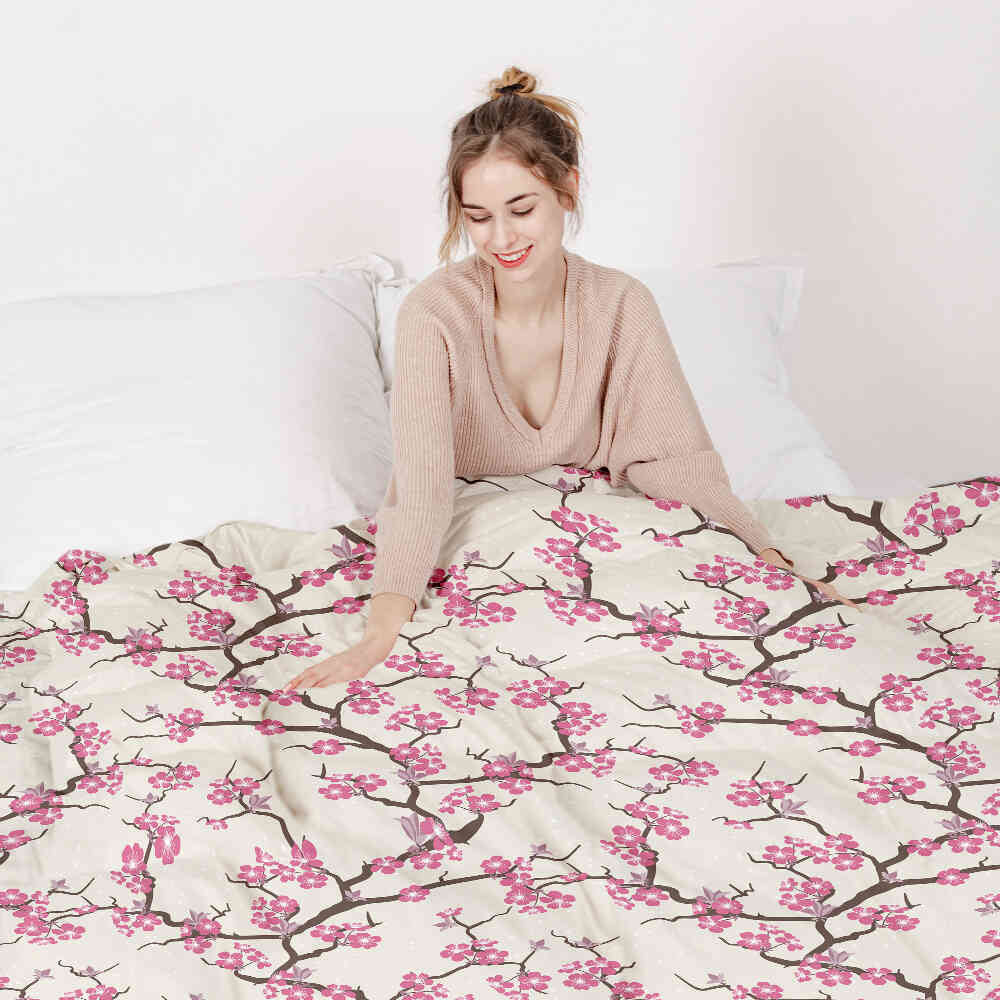 Manta terapéutica original - Funda de algodón flor de cerezo japonesa