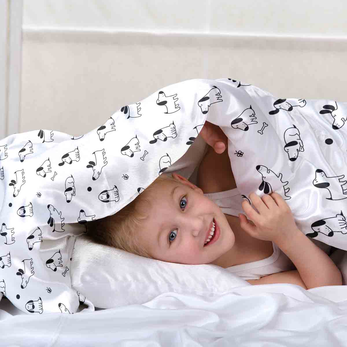 Manta terapéutica original - Funda de algodón blanca con perros