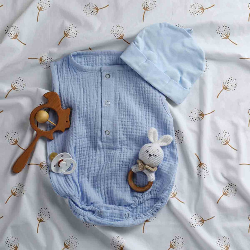 Set de ropa de cama con mantas terapéuticas blancas con dientes de león