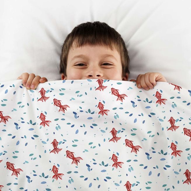 Manta terapéutica original - Funda de algodón Peces rojos