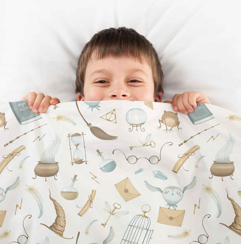 Set de ropa de cama con manta terapéutica blanca cosas mágicas