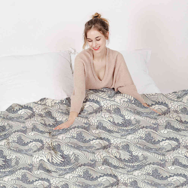 Juego de ropa de cama con manta terapéutica mar tormentoso