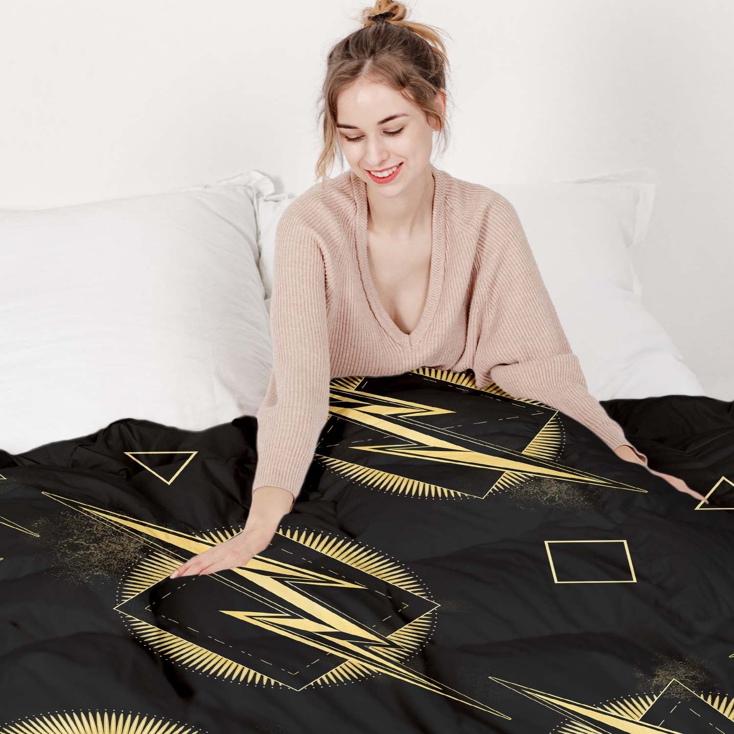 Set de ropa de cama con manta terapéutica rayo amarillo