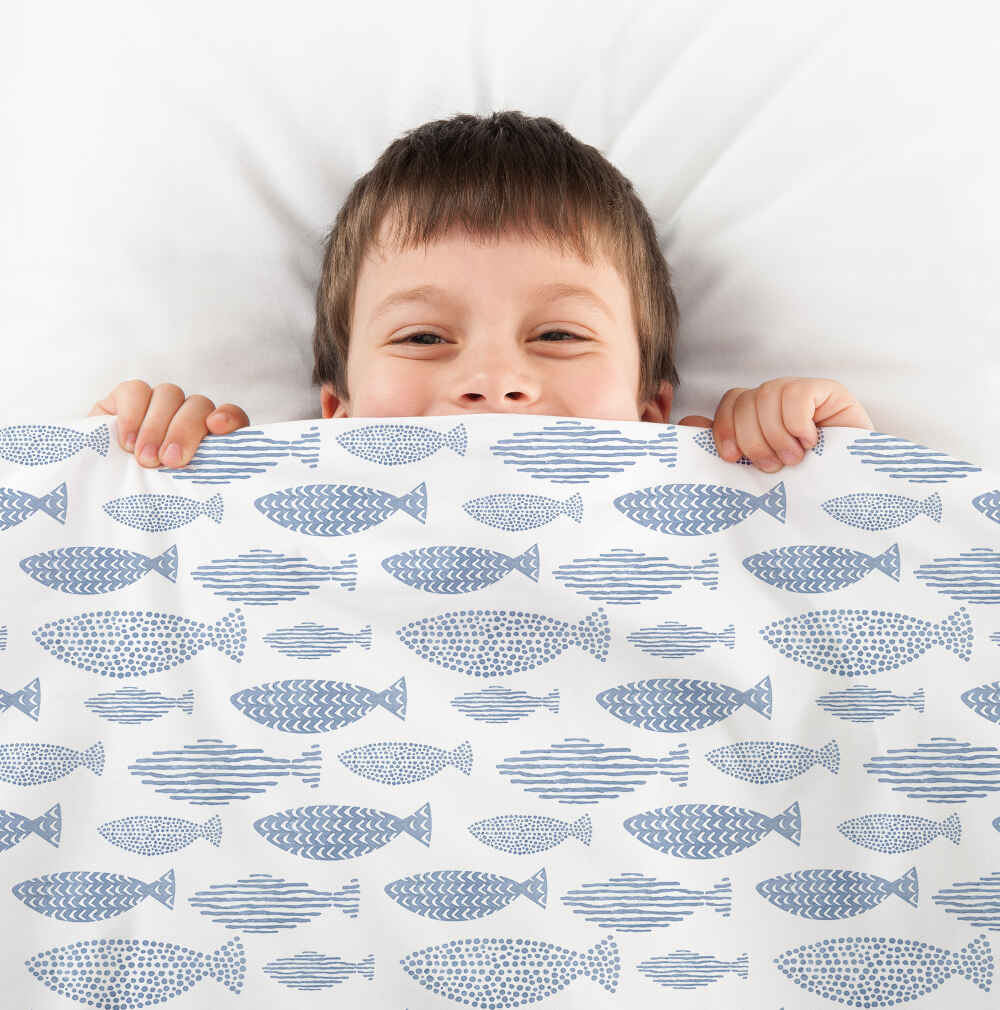 Manta terapéutica original - Funda de algodón peces azules