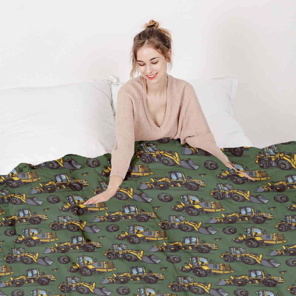 Set de ropa de cama con manta terapéutica verde tractor
