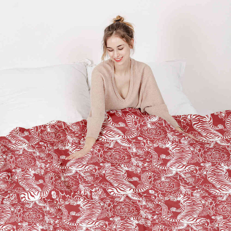Juego de ropa de cama con manta terapéutica tigre chino